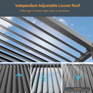 Pérgola de Aluminio de Alta Calidad con Techo de Láminas Ajustables y Drenaje Integrado - Product Image 5