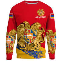 Vente en gros POD Croix d'Arménie-Armoiries du Patron Graphique Fête Nationale Vêtements Personnalisés O-Neck Pullover Casual Men's Sweatshirt