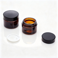Pot en verre ambré à large ouverture pour crème cosmétique, disponible en 5g, 10g, 15g, 20g, 30g, 50g, 60g, avec couvercle noir ou blanc – Vente chaude