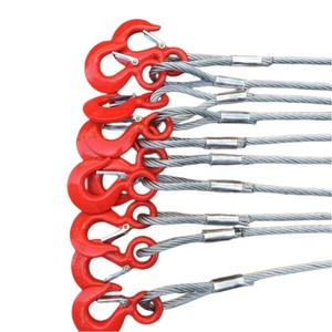 吊り上げスリング 二脚ブライドル スチールワイヤーロープ ケーブルスリング フック付き 高強度 工業用 - Product Image 3