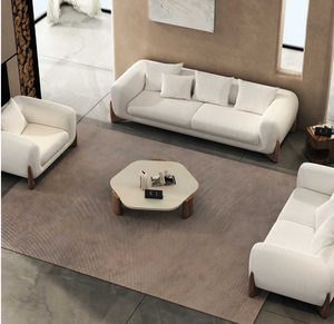 Canapé Chesterfield à structure en bois massif avec revêtement en tissu, design moderne pour salon, hôtel et bureau, ensemble de canapés - Product Image 1