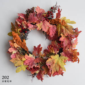 Ghirlanda di Fiori Artificiali con Foglie d'Acero Autunnali e Zucche per Decorazioni Matrimoniali e Domestiche, per la Festa di Ognissanti - Product Image 4