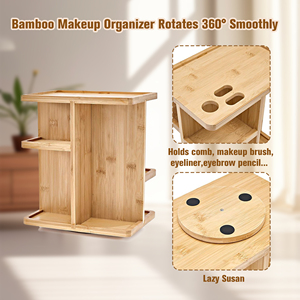 Organizador de Maquillaje Giratorio de Bambú de 3 Niveles, Resistente, para Baño, Cosméticos <span class=keywords><strong>y</strong></span> Cuidado de la Piel, Venta al Por Mayor - Product Image 3