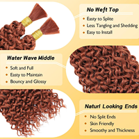 Cheveux en vrac Water Wave pour tresses, cheveux bouclés gingembre pour tresses bohèmes, micro-twist sans trame, extensions ondulées et humides