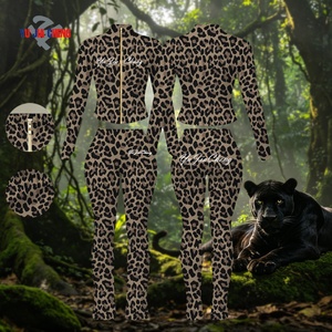 Conjunto de Dos Piezas con Estampado de Guepardo, Trajes Deportivos con Cremallera Dorada, Conjuntos Personalizados de <span class=keywords><strong>2</strong></span> Piezas, Top de Yoga con Cremallera y Leggings con Estampado de Leopardo para Mujer - Product Image 2