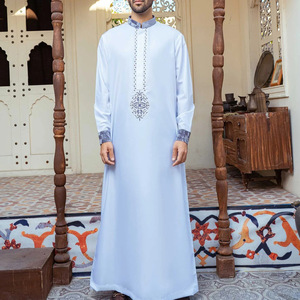 Camicia da uomo modesta caftano in Thobe abito lungo Abaya Dubai abiti <span class=keywords><strong>etnici</strong></span> musulmani con maniche lunghe abito in tessuto di Arabia Saudita - Product Image 6