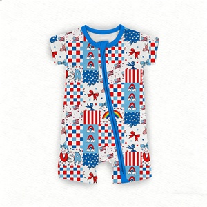 Pijamas de Bambú Personalizados para <span class=keywords><strong>el</strong></span> 4 de Julio, 95% Bambú, 5% Spandex, Cierre Suave de Doble Vía, Ropa para Bebés Recién Nacidos - Product Image 3