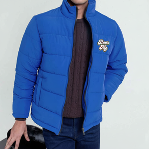 Manteau bouffant imperméable d'hiver à col montant pour hommes de qualité supérieure poches cargo avant à fermeture éclair léger - Product Image 1