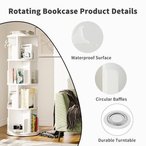 Bibliothèque sur pied à 4 niveaux Bibliothèque en bois rotative à 360 ° pour enfants adultes Étagères ouvertes <span class=keywords><strong>Organisateur</strong></span> <span class=keywords><strong>de</strong></span> bureau Petit coin - Product Image 5