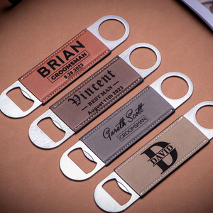 Abridor de botellas de cerveza retro de cuero PU transfronterizo, personalizado con grabado láser, creativo y portátil para restaurantes - Product Image 3