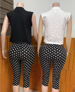 PEEQI COTTON Streetwear Plus Size Top e Pantaloncini in Cotone a Pois Casual Famoso Set 2 Pezzi Abbigliamento Donna - Product Image 2