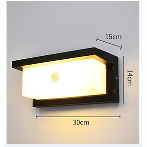 โคมไฟติดผนัง LED กลางแจ้ง 25 ซม. แผ่นกระจายแสงโพลีคาร์บอเนตทรงสี่เหลี่ยมกันน้ำพร้อมเซ็นเซอร์ตรวจจับความเคลื่อนไหวสำหรับทางเข้าสวนระเบียง - Product Image 2