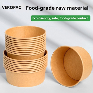 Custom Printed Size Biodegradable Kraft Hot Food Paper Bowl Container Takeaway Disposable Paper Soup Cup