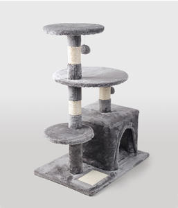 Grey <span class=keywords><strong>3</strong></span> Tiers <span class=keywords><strong>Cat</strong></span> <span class=keywords><strong>Condo</strong></span> Met Sisal Krabpalen Pluche Kat Klimtoren Kattenbomen & Scratcher - Product Image 6
