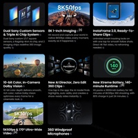 Cámara 360 Insta360 X6 Flagship 8K 2026 con Triple Chip IA, 120MP, Resistente al Agua 20m, Carga Rápida 30W, 140 Min de Batería, Dolby Vision Atmos, Venta al Por Mayor
