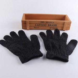 Guantes de Baño Exfoliantes de Cinco Dedos, Color Gris, para el Cuerpo, Ligeros, de Poliéster, para Sauna, Empaquetados a Granel - Product Image 4
