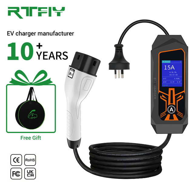 15A Type 2 EV Charger with Australian Socket 3.4kw Portable Car Charger EV Mobile Charging Station for Home Use