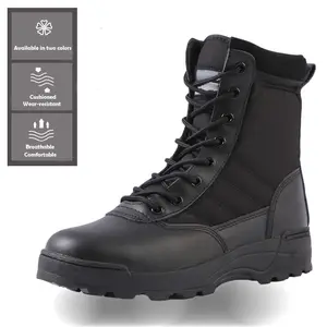 SONICE kaymaz erkek yüksek ayakkabı kauçuk çöl yürüyüş ayakkabıları açık eğitim tırmanma siyah askeri taktik botu