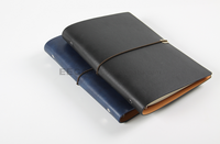 Journal classique en cuir à couverture souple noir A5 classeur à anneaux à feuilles mobiles personnalisé avec bande élastique