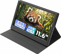 Moniteur portable de 11,6 pouces, 1366x768, 60Hz, double haut-parleur, étui en cuir pour PS4, PS5, Xbox, Switch, ordinateur portable, téléphone, AHXJKA