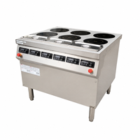 Cuisinière à induction industrielle multi-têtes à 6 brûleurs en acier inoxydable certifiée ETL, équipement de cuisson électrique commercial, économe en énergie