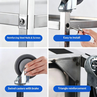 Chariot de rangement commercial en acier inoxydable multi-niveaux pour assaisonnements, chariot de cuisine de restaurant à 12 compartiments