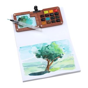 Set da Viaggio di Acquerelli in Legno da 15 Pezzi - Colori ad Acquerello con Custodia in Legno Convertibile, Tascabile con Chiusura Magnetica - Product Image 5