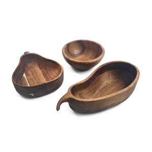 Cuenco <span class=keywords><strong>para</strong></span> servir en forma de pera de madera de acacia Premium, bandejas <span class=keywords><strong>para</strong></span> servir de madera, platos, <span class=keywords><strong>Mini</strong></span> plato de postre de caramelo de madera - Product Image 3