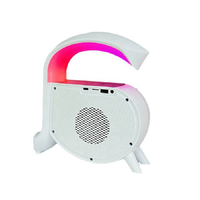 Jam Alarm Speaker BT pengisian daya nirkabel, pengeras suara ponsel nirkabel multifungsi, Subwoofer warna-warni RGB lampu LED 5W