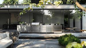 Meubles de <span class=keywords><strong>cuisine</strong></span> d'extérieur en acier inoxydable à prix d'usine avec barbecue et tiroirs de rangement, meubles sur mesure pour balcon - Product Image 2