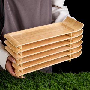 Trendy Mountain-Style Hot Pot with Freshly Sliced Beef Platter, Snowflake Beef Plate, Commercial Melamine Rectangular <b>Grill</b> - Product Image 3