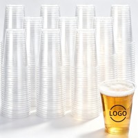 Groothandel op maat gemaakte logo wegwerp transparante plastic bekers van PET voor bier, sap, feestjes, bruiloften en restaurants