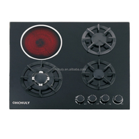 Table de cuisson à gaz à 4 brûleurs intégrés avec panneau en verre trempé de 8 mm, cuisinière à induction électronique pour usage domestique, vente directe d'usine