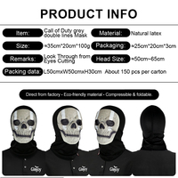 Máscara de Calavera de Látex Natural Completa, Terrorífica, para Fiesta de Halloween, Unisex, Call of Duty Double Line Gris