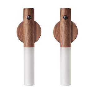 Applique Murale Rechargeable en Bois avec Détecteur de Mouvement (Lot de 2) – Accents Muraux Décoratifs Minimalistes - Product Image 1