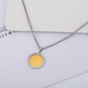 Collar de Acero Inoxidable para Hombre, Chapado en Oro de 18K, Colgante de Tai Chi Bagua, Joyería de Regalo - Product Image 1