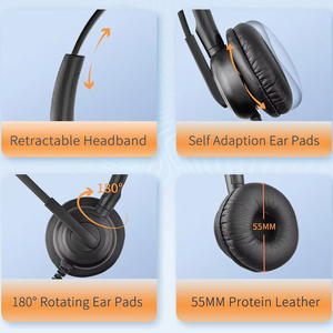 Top bán có Dây Stereo trung tâm cuộc gọi Tai nghe tiếng ồn hủy bỏ tai nghe với USB Microphone Tai nghe điện thoại cho máy tính - Product Image 4