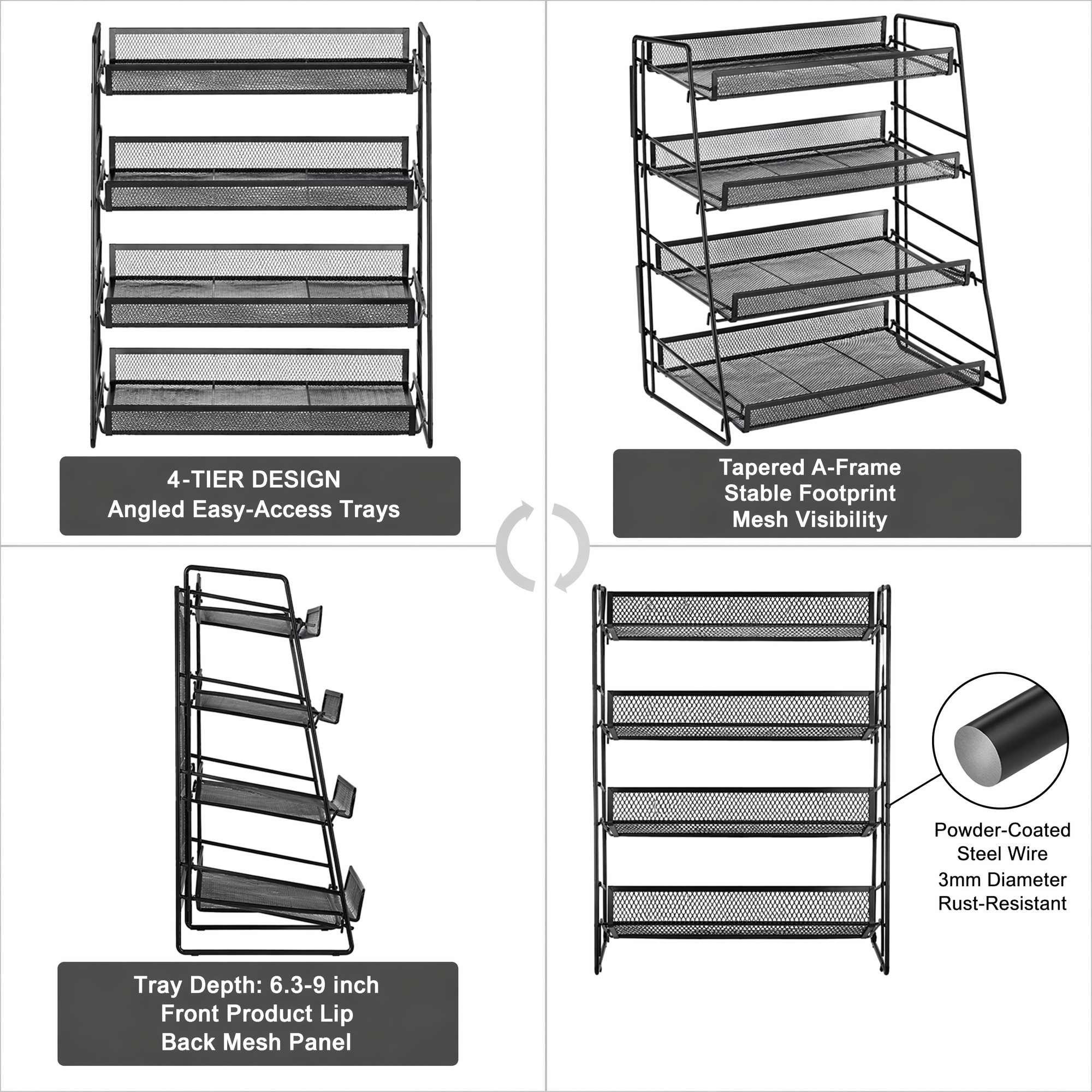 Custom Countertop Metal Wire Snack Display Rack Tiered Candy Impulse Buy Stand for Convenience Store Gas Station Checkout Counte — view 3