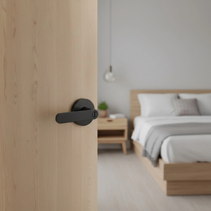 סגסוגת אבץ מודרני מבנה תלת-בר שחור ידית מלון דירה חדר שינה דמה דמה פרטיות דלת ידית מנעול קל - Product Image 2