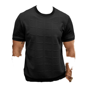 เสื้อสเวตเตอร์ถักทรงตรง คอกลม แขนสั้น สไตล์ลำลอง สำหรับผู้ชาย วัยรุ่น ยอดนิยม เหมาะสำหรับฤดูร้อน - Product Image 1