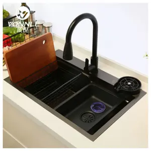 Nano schwarz Küchen spüle schwarz Edelstahl Smart Küchen spüle Edelstahl Waschbecken der Küche