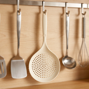 Grande cuillère ajourée en silicone avec cœur en nylon, 16 cm de large, résistante à la chaleur, pour faire bouillir, frire, égoutter et préparer en cuisine - Product Image 6