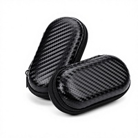 Sac de rangement pour écouteurs en fibre de carbone, résistant à la compression, ovale, pour câbles et clés USB, modèle 011