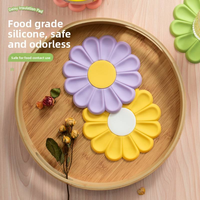 WQS - Nouvelle Plaque de cuisson ronde en silicone motif marguerite - Écologique, résistante à la chaleur, antidérapante - Tapis de cuisine - 3 tailles, 5 couleurs