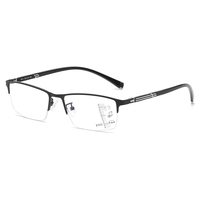 Portable Light Flexible Anti lumière bleue demi-monture changement de couleur photochromique lentille progressive lunettes de lecture