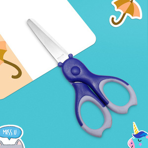 Children's Scissors 5-Inch Stainless Steel Cartoon Design For School Craft Paper Cutting Blue Purple Handle - Product Image 4