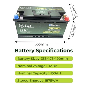 Группа 49 L5 H8 12V 150Ah Bluetooth LiFePO4 аккумулятор с активным балансом BMS CE UN38.3 сертифицирован - Product Image 5