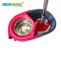 Ensemble de serpillères rotatives BENHENG, seau en acier inoxydable avec pédale, serpillère rotative en microfibre pour le nettoyage des sols
