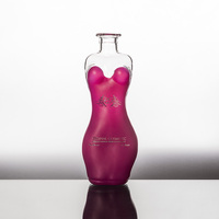 Bouteille de Tequila vide de 750 ml en forme de femme, couleur personnalisée rose rouge, design original