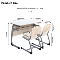 Ensemble bureau et chaise double en plastique à hauteur réglable, mobilier scolaire personnalisable pour salle de classe, école, maison, bureau, usage scolaire